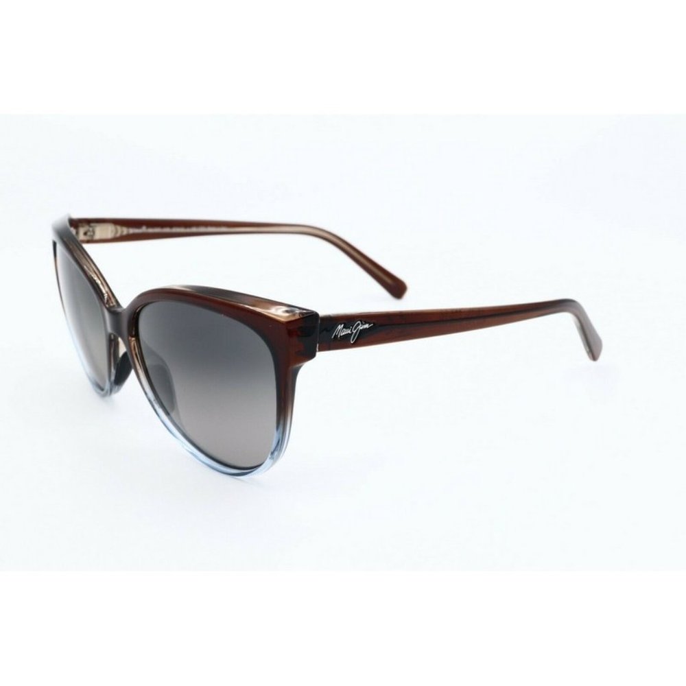 Maui Jim Olu Olu MJ 537-01F Cat Eye Brown Sunglasses Polarized Gray Lenses 57mm